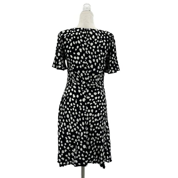 NWT Loft Polka Dot Black White Flutter Sleeve Short Dress Womens Small - Picture 5 of 7